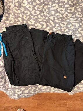 Black Scrub Pants Duo with Accent Drawstrings